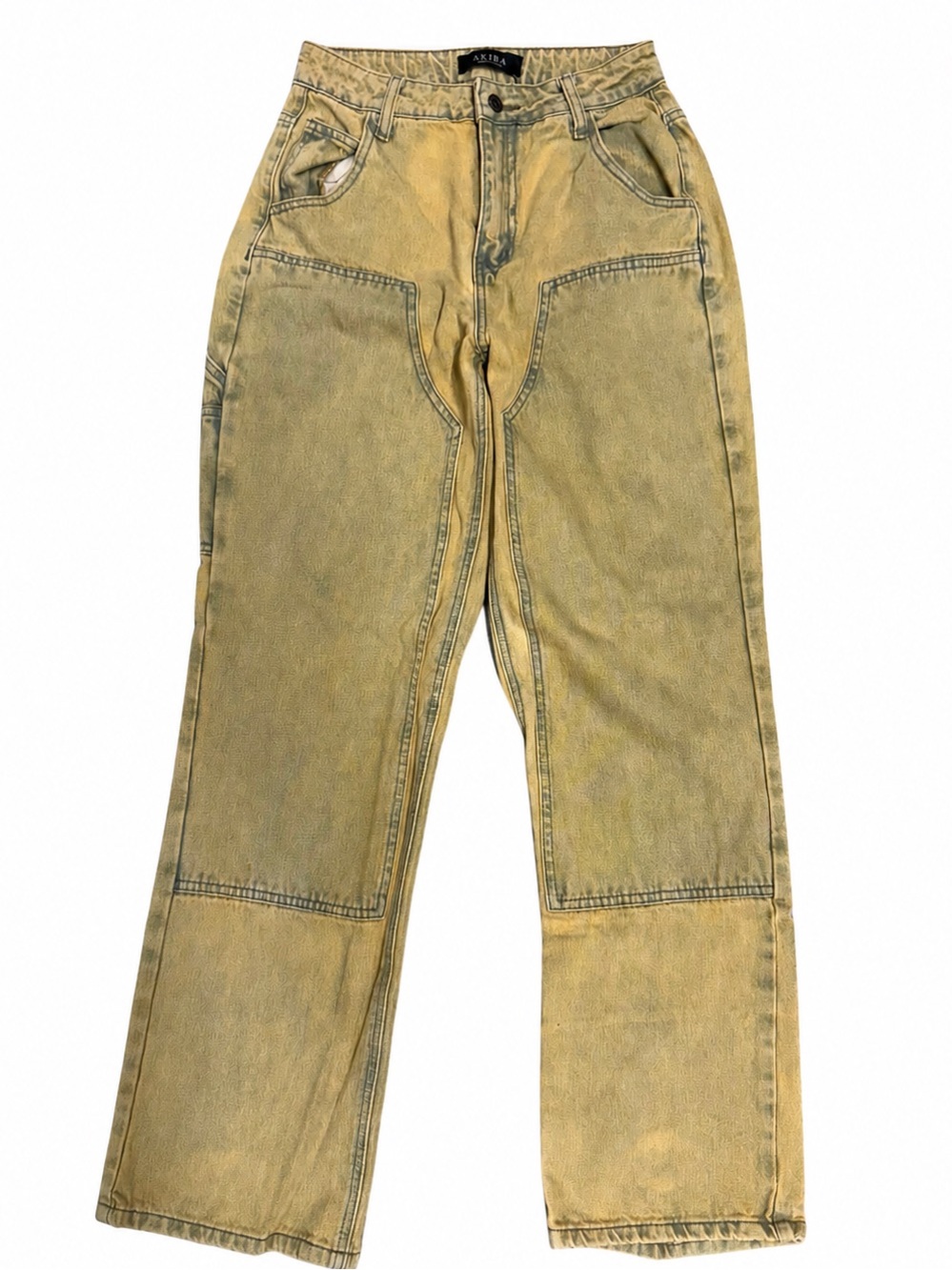 AKIRA Acid Wash Carpenter Jeans Wide Leg Utility Pants W25 Y2K